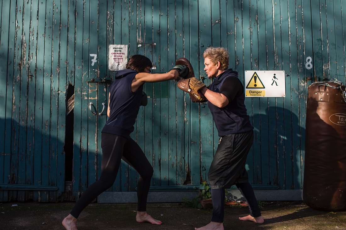 Sophie Pittaway doing boxing training with her client